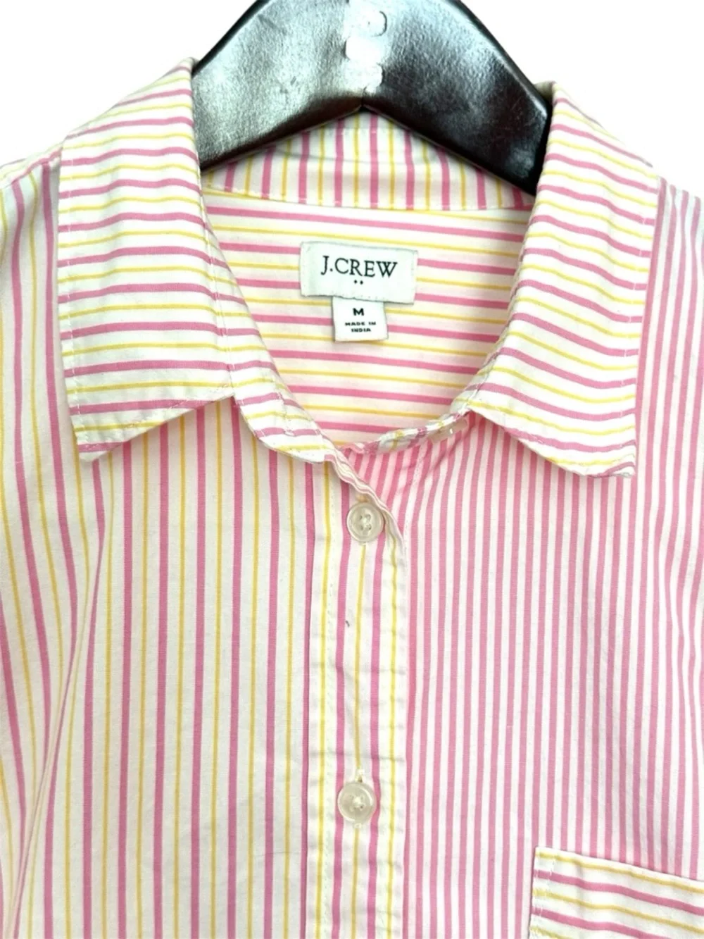 J. Crew Long Sleeve Striped Button Down Shirt Pink Yellow Women’s Medium
